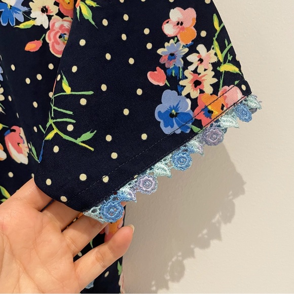 Vintage 80s Embroidered Floral Dress Size M-L - Picture 5 of 6